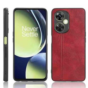 For OPPO K11 5G / OnePlus Nord CE3 5G Cow Pattern Sewing Back Cover Phone Case(Red)