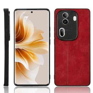 For OPPO Reno11 Pro Global Cow Pattern Sewing Back Cover Phone Case(Red)