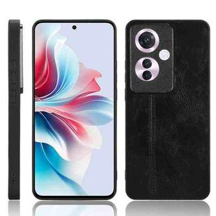 For OPPO Reno11 A JP Version Cow Pattern Sewing Back Cover Phone Case(Black)