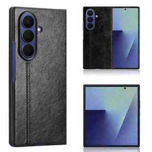 For Samsung Galaxy Z Fold7 5G Cow Pattern Sewing Back Cover Phone Case(Black)