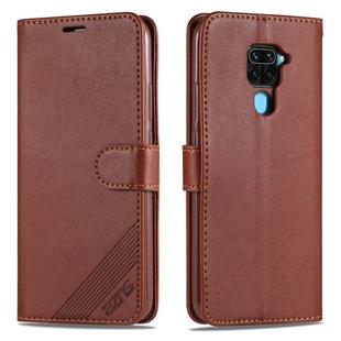 For Xiaomi Redmi 10X 4G / Note 9 AZNS Sheepskin Texture Horizontal Flip Leather Case with Holder & Card Slots & Wallet(Brown)