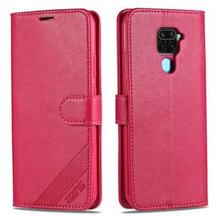 For Xiaomi Redmi 10X 4G / Note 9 AZNS Sheepskin Texture Horizontal Flip Leather Case with Holder & Card Slots & Wallet(Red)