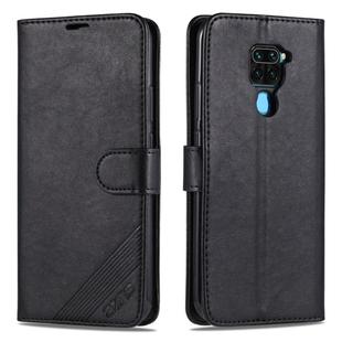 For Xiaomi Redmi 10X 4G / Note 9 AZNS Sheepskin Texture Horizontal Flip Leather Case with Holder & Card Slots & Wallet(Black)