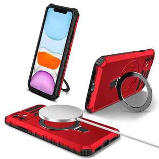 For iPhone 11 MagSafe Magnetic Holder Phone Case(Red)