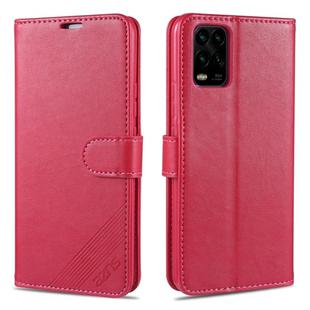 For Xiaomi 10 Lite AZNS Sheepskin Texture Horizontal Flip Leather Case with Holder & Card Slots & Wallet(Red)