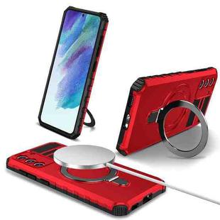 For Samsung Galaxy S21 FE 5G MagSafe Magnetic Holder Phone Case(Red)