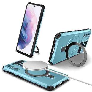 For Samsung Galaxy S21+ 5G MagSafe Magnetic Holder Phone Case(Light Blue)
