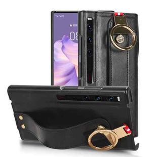 For Huawei Mate Xs 2 Wristband Leather Back Phone Case(Black)