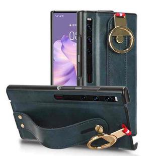 For Huawei Mate Xs 2 Wristband Leather Back Phone Case(Blue)