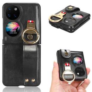 For Huawei P50 Pocket Wristband Leather Back Phone Case(Black)