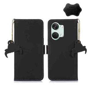 For OnePlus Nord 3 / Ace 2V Genuine Leather Magnetic RFID Leather Phone Case(Black)