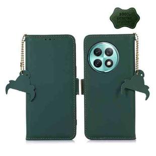 For OnePlus Ace 2 Pro Genuine Leather Magnetic RFID Leather Phone Case(Green)