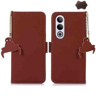 For OnePlus Nord CE4 5G Global Genuine Leather Magnetic RFID Leather Phone Case(Coffee)