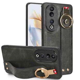 For Honor 90 Wristband Leather Back Phone Case(Green)