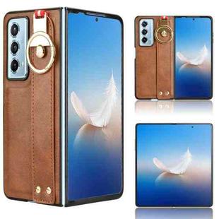 For Honor Magic Vs2 Wristband Leather Back Phone Case(Brown)