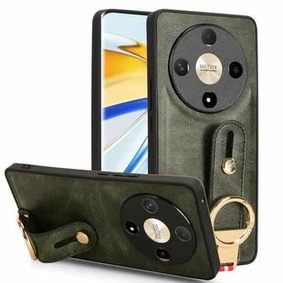 For Honor X9b/Magic6 Lite 5G Wristband Leather Back Phone Case(Green)