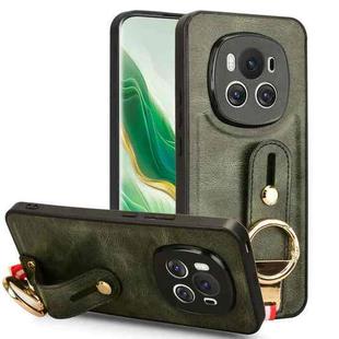 For Honor Magic6 Wristband Leather Back Phone Case(Green)