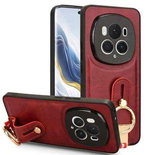 For Honor Magic6 Pro Wristband Leather Back Phone Case(Red)