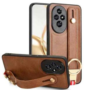 For Honor 200 5G Wristband Leather Back Phone Case(Brown)