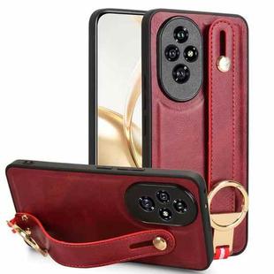 For Honor 200 Pro 5G Wristband Leather Back Phone Case(Red)