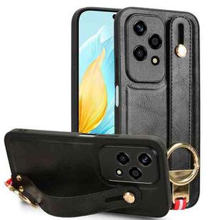 For Honor 200 Lite Global Wristband Leather Back Phone Case(Black)