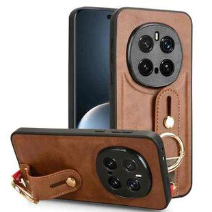 For Honor Magic7 Pro Wristband Leather Back Phone Case(Brown)