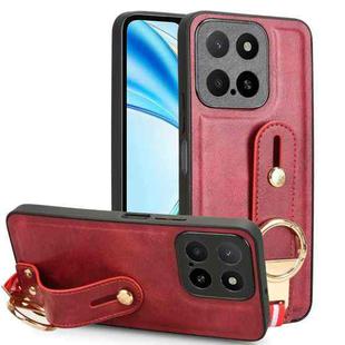 For Honor X5b 4G / X5b Plus 4G Wristband Leather Back Phone Case(Red)