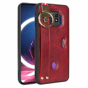 For ZTE nubia Red Magic 7 Pro Wristband Leather Back Phone Case(Red)