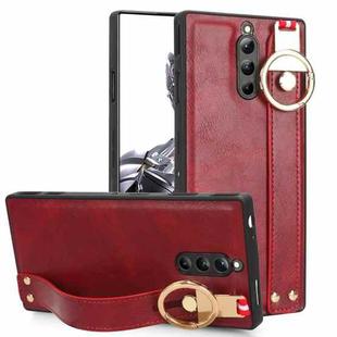 For ZTE nubia Red Magic 8 Pro+ Wristband Leather Back Phone Case(Red)