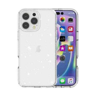 For iPhone 16 Pro Max Shockproof Terminator Glitter Powder Phone Case(White)