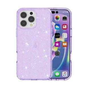 For iPhone 16 Pro Shockproof Terminator Glitter Powder Phone Case(Purple)