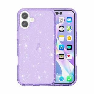 For iPhone 16 Shockproof Terminator Glitter Powder Phone Case(Purple)