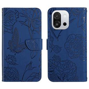 For OnePlus 13T Skin Feel Butterfly Peony Embossed Leather Phone Case(Blue)