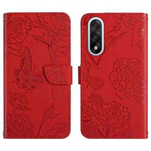For OnePlus Nord 5 5G / Ace 5 Ultra Skin Feel Butterfly Peony Embossed Leather Phone Case(Red)