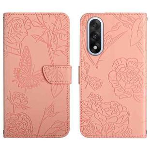 For OnePlus Nord 5 5G / Ace 5 Ultra Skin Feel Butterfly Peony Embossed Leather Phone Case(Pink)
