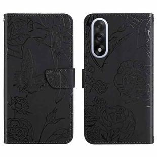 For OnePlus Nord 5 5G / Ace 5 Ultra Skin Feel Butterfly Peony Embossed Leather Phone Case(Black)
