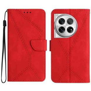 For OnePlus 12 5G Global Stitching Embossed Leather Phone Case(Red)