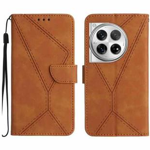 For OnePlus 12 5G Global Stitching Embossed Leather Phone Case(Brown)