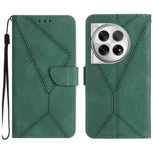 For OnePlus 12 5G Global Stitching Embossed Leather Phone Case(Green)