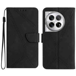 For OnePlus 12 5G Global Stitching Embossed Leather Phone Case(Black)