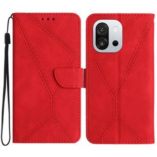 For OnePlus 13T Stitching Embossed Leather Phone Case(Red)