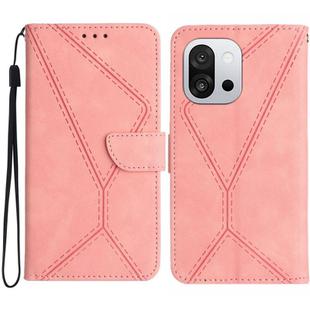 For OnePlus 13T Stitching Embossed Leather Phone Case(Pink)