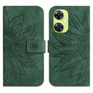 For OnePlus Nord CE 3 Lite Skin Feel Sun Flower Embossed Leather Phone Case with Lanyard(Green)