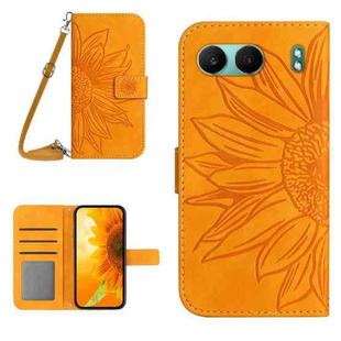 For OnePlus Nord 4 5G Skin Feel Sun Flower Embossed Leather Phone Case with Lanyard(Yellow)