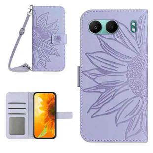 For OnePlus Nord 4 5G Skin Feel Sun Flower Embossed Leather Phone Case with Lanyard(Purple)