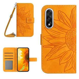 For OnePlus Nord 5 5G / Ace 5 Ultra Skin Feel Sun Flower Embossed Leather Phone Case with Lanyard(Yellow)