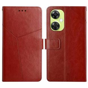 For OnePlus Nord CE 3 Lite Y-shaped Pattern Flip Leather Phone Case(Brown)