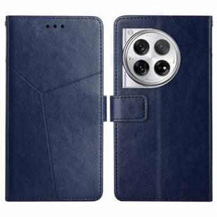 For OnePlus 12R 5G Global Y-shaped Pattern Flip Leather Phone Case(Blue)