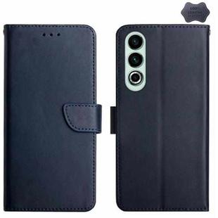 For OnePlus Nord CE4 Genuine Leather Fingerprint-proof Flip Phone Case(Blue)