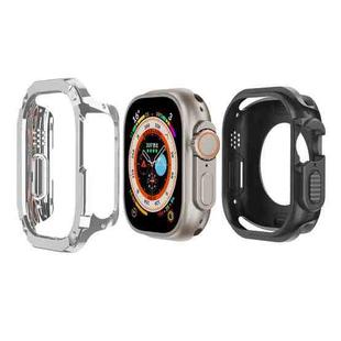 For Apple Watch Ultra 49mm 2-in-1 PC Hybrid TPU Armor Watch Case(Silver Gray)